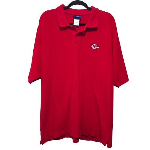 Vintage Reebok Kansas City Chiefs Red Polo Shirt XL 100% Cotton NFL Team Apparel - Picture 1 of 6